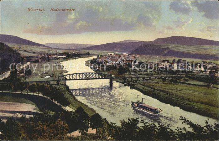 Bodenwerder Dampfschiff Künstlerkarte Wesertal