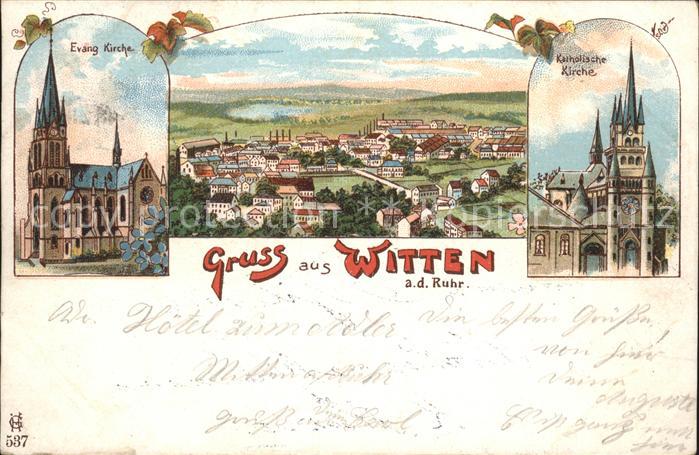 Witten Ruhr mit Evangl.- u.Kath.Kirche
