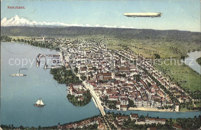 Konstanz Bodensee Luftaufnahme mit Zeppelin