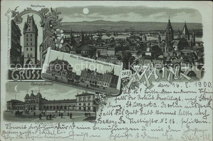 Mainz Rhein Centralbahnhof u.Neues Zollagerhaus u.D