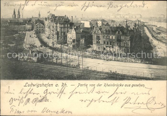 Ludwigshafen Rhein Blick von der Rheinbruecke