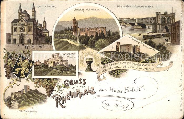 Annweiler Trifels mit bekannten Städten und Burgen