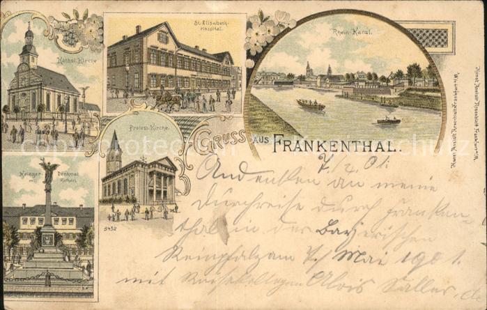 Frankenthal Pfalz Kath.KircheSt.Elisabeth-Hospital u.Rhei