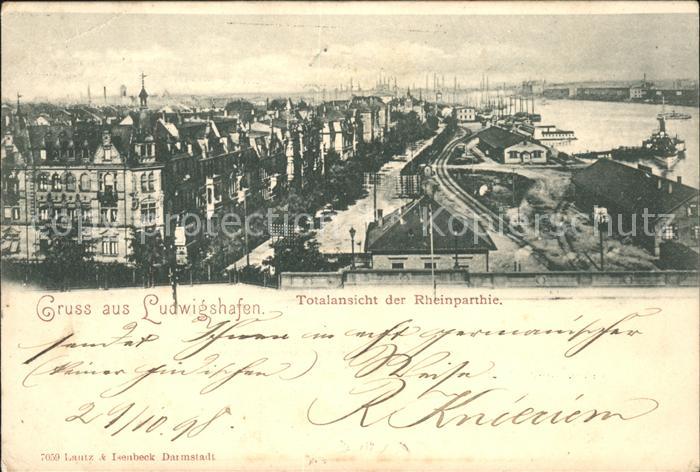 Ludwigshafen Rhein Teilansicht mit Rhein
