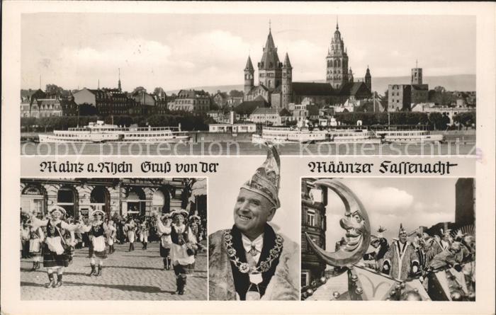 Mainz Rhein mit Määnzer Fassenachtumzug
