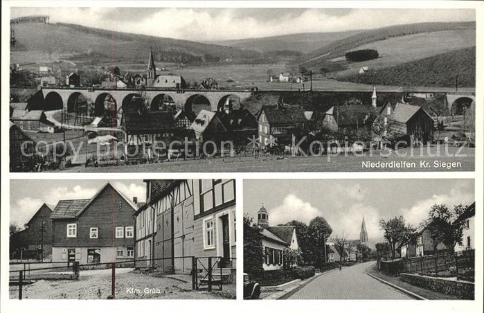 Niederdielfen Strassenansicht und Geschäft von Kaufma