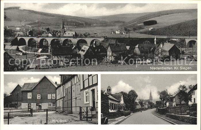 Niederdielfen Strassenansicht u.Geschaeft von Kaufmann Helmut Graeb