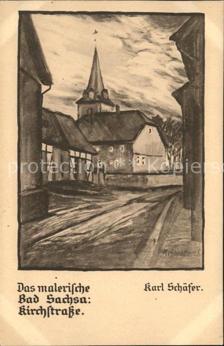 Bad Sachsa Harz Kirchstrasse nach einer Zeichnung von K.Schaefer