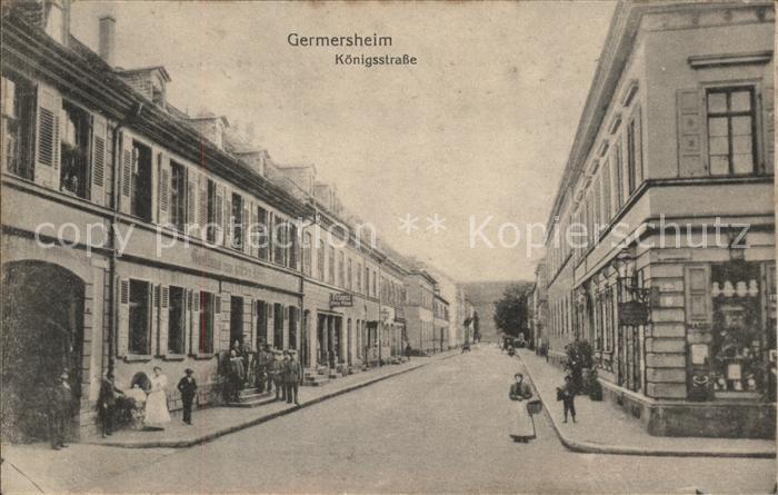 Germersheim Königstrasse mit Gasthaus zum Grünen Ba