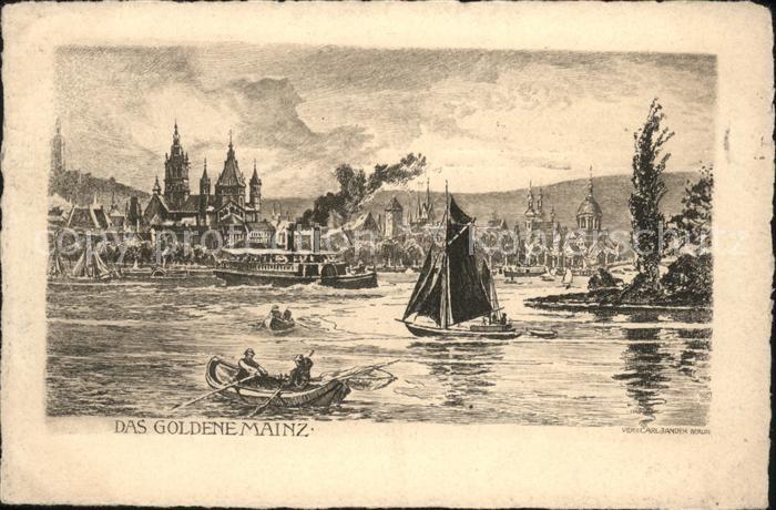 Mainz Rhein Das Goldene Mainz Künstlerkarte C. Jand