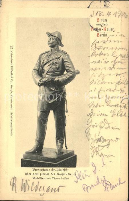 BERLIN  CITY Broncestatue Sr. Majestaet Hotel Kaiserkeller von Victor Seifert