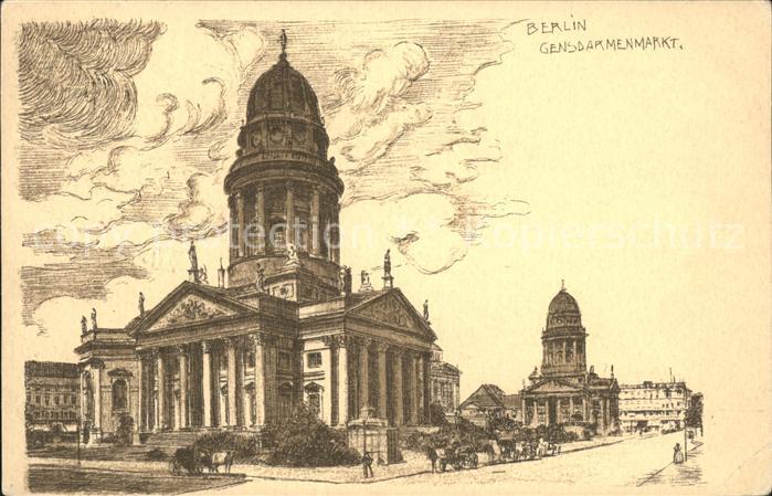 BERLIN  CITY Gendarmenmarkt Kuenstlerkarte Pferdekutschen