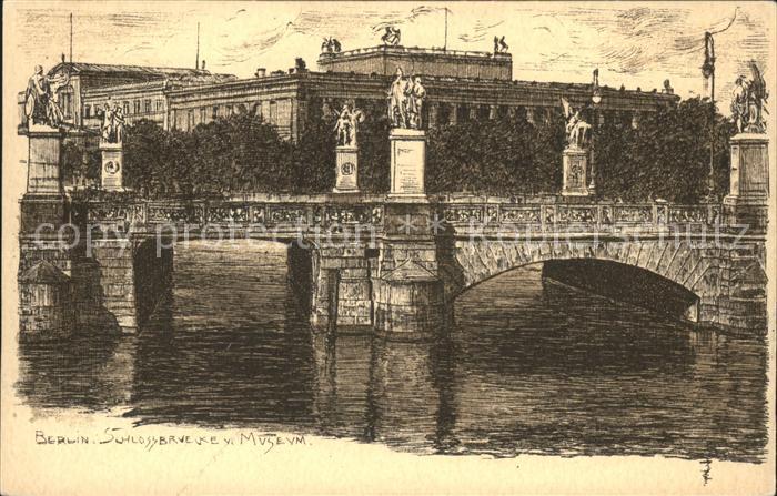 BERLIN  CITY Schlossbruecke mit Museum Kuenstlerkarte
