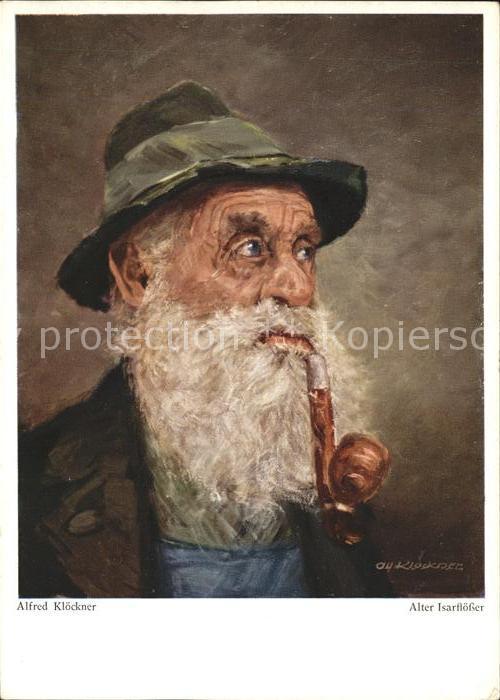 Starnberg Starnbergersee Bayern Alter Isarfloesser Portrait Mann mit Pfeife Kuen