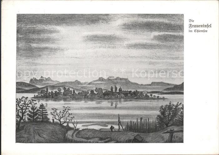Fraueninsel Chiemsee Künstlerkarte Erich Stegmann