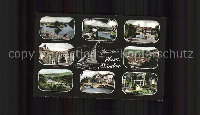 Hann. Muenden Zusammenfluss Werra Fulda Rathaus Autob