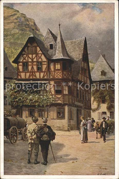 Bacharach Rhein Das alte Haus Künstlerkarte H. Hoffmann