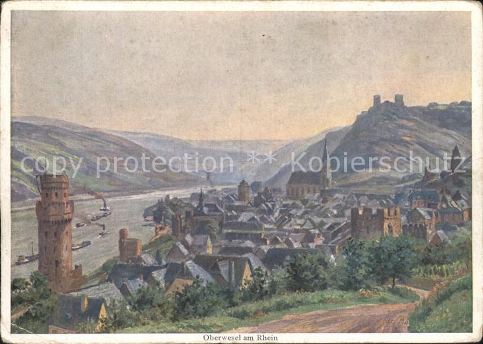Oberwesel Rhein Gesamtansicht Turm Kirche Burg Schönbur