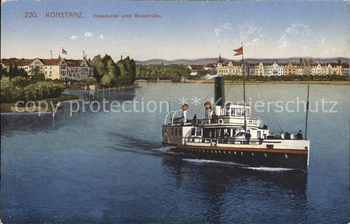Konstanz Bodensee Inselhotel und Seestrasse Dampfer