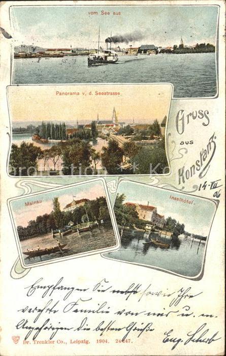 Konstanz Bodensee Seeblick Dampfer Panorama Mainau Inselh