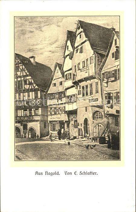 Nagold Strassenpartie Künstlerkarte