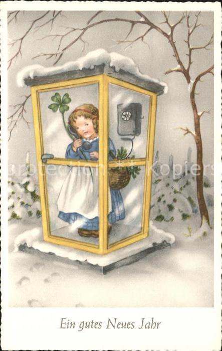 Telefon ein gutes neues Jahr Kind Zeichnung