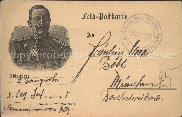 Feldpost-Motiv WK1 General Uniform Orden Adel