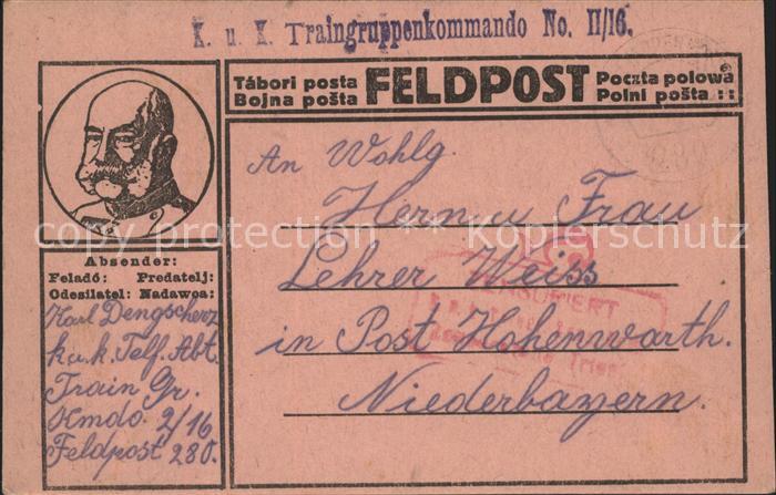 Feldpost-Motiv WK1 Traingruppenkommando