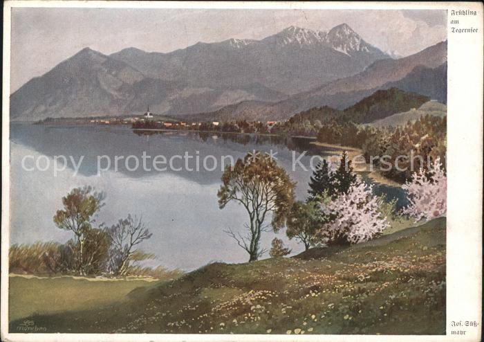 Tegernsee Bayern Fruehling Kuenstlerkarte