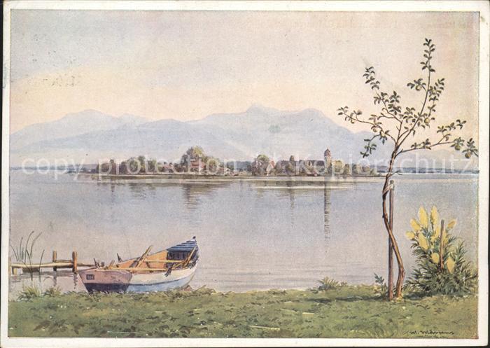 Kuenstlerkarte Fraueninsel Kloster Frauenwörth im Chie