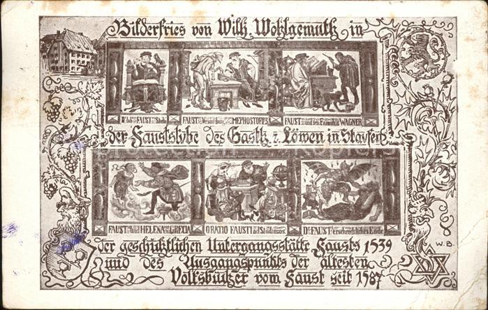 Staufen Breisgau Bilderfries Wilhelm Wohlgemuth Fauststube Gasthof zum Loewen