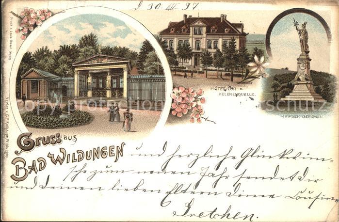 Bad Wildungen Hotel zur Helenenquelle Krieger-Denkmal