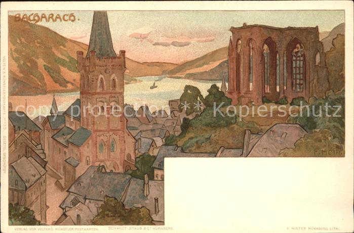 Bacharach Rhein Kuenstlerkarte F. Hein Velten's-Verlag