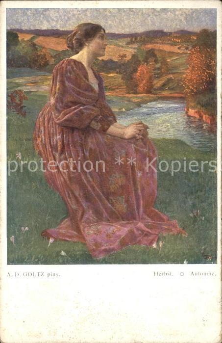 Kuenstlerkarte A. D. Goltz pins. Herbst Automne
