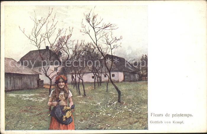 Kuenstlerkarte Gottlieb von Kempf Fleurs de printemps
