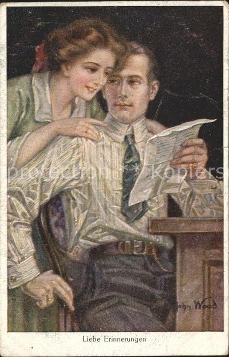 Kuenstlerkarte John Wood Frau Mann Brief