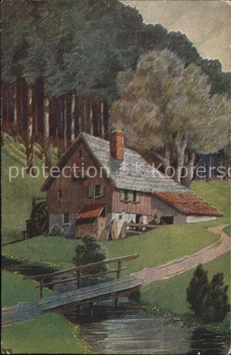 Wassermuehle Künstlerkarte A. Felix Schulze Mühle im