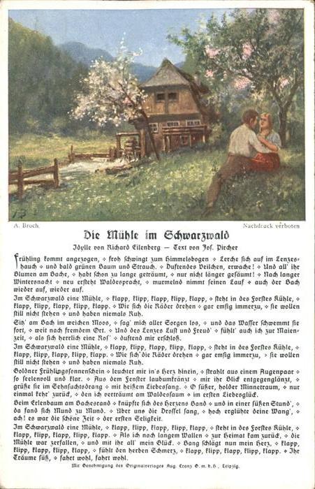 Kuenstlerkarte A. Broch Mühle im Schwarzwald