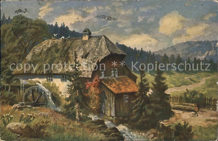 Schwarzwald Künstlerkarte Wassermühle