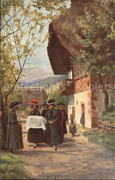 Hoffmann Heinrich Künstlerkarte Schwarzwald Trachten