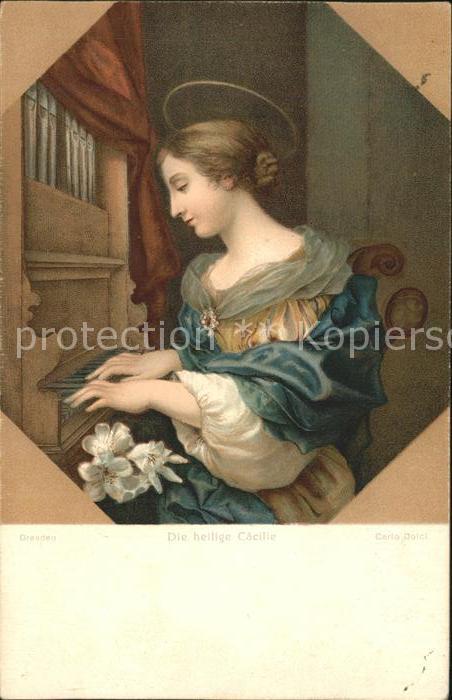 Kuenstlerkarte Carlo Dolci die heilige Cäcille Dresden