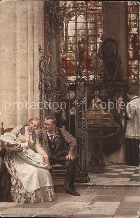 Kuenstlerkarte H. Vogel Nach der Taufe