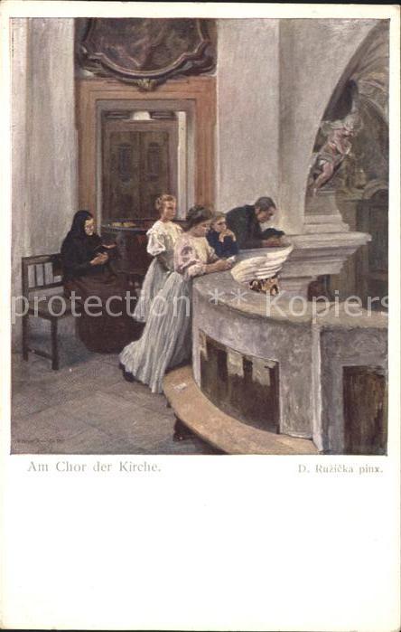 Kuenstlerkarte D. Ruzieka Am Chor der Kirche Gebet