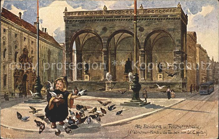 Tauben Künstlerkarte München Residenz Feldherr
