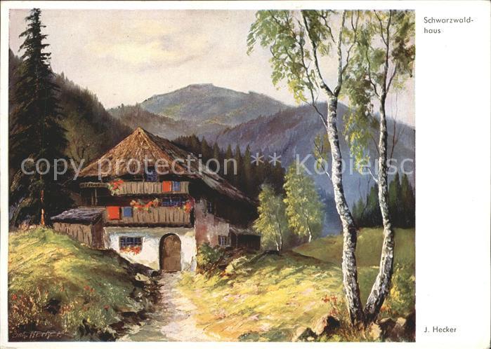 Kuenstlerkarte J. Hecker Schwarzwaldhaus