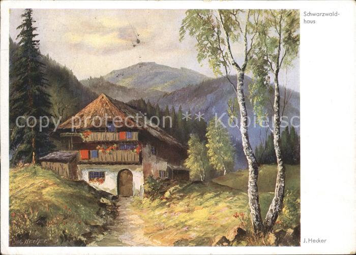 Kuenstlerkarte J. Hecker Schwarzwaldhaus