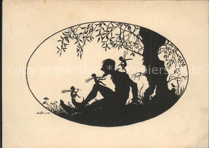 Scherenschnitt Schattenbildkarte Elfen Zwerg Scherenschnitt