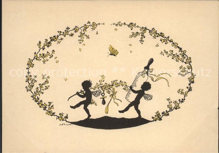 Scherenschnitt Schattenbildkarte Schnuller Babyflasche Elfen Engel