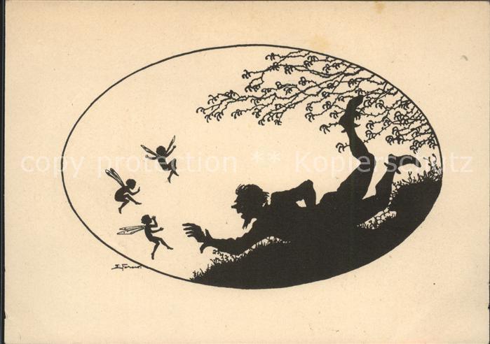 Scherenschnitt Schattenbildkarte Scherenschnitt Zwerg Elfen