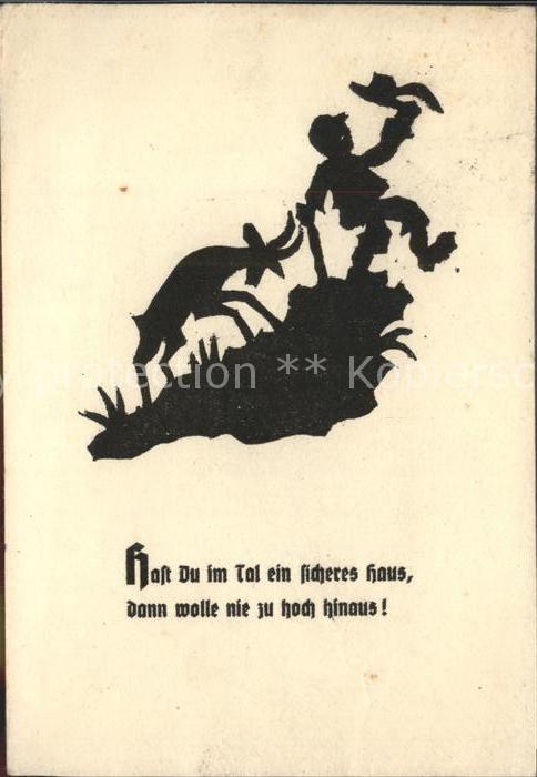 Scherenschnitt Schattenbildkarte Spruch Ziege Wanderer Scherrenschnitt